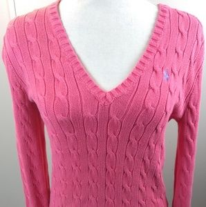 Ralph Lauren Sport cable knit pink sweater size M